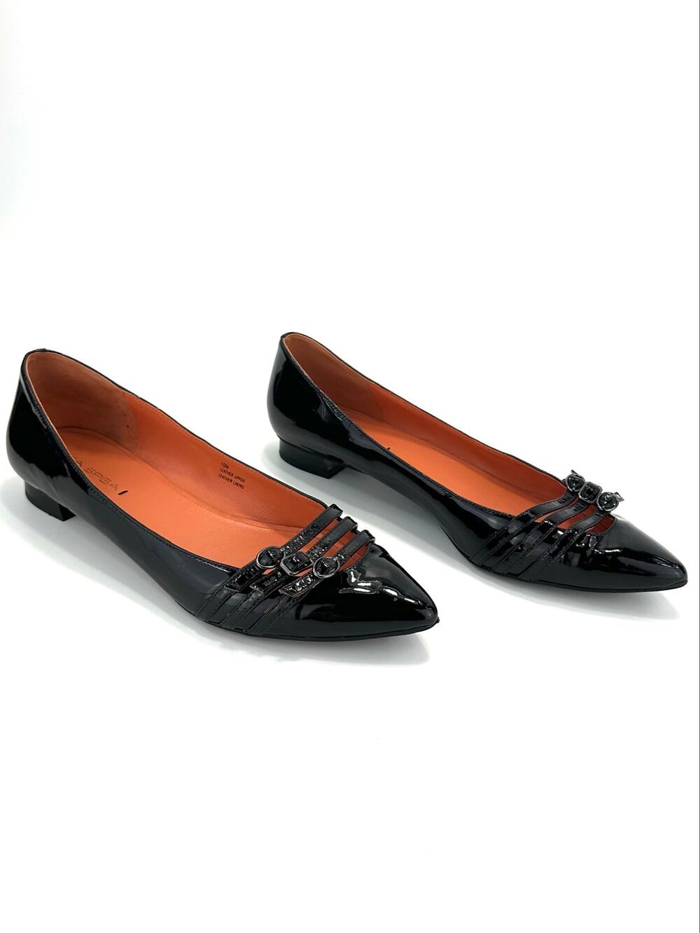 Via Spiga Dylan Ballet Flats Sz 10/41 Black Leather Ballerina Pointy Toe Italian